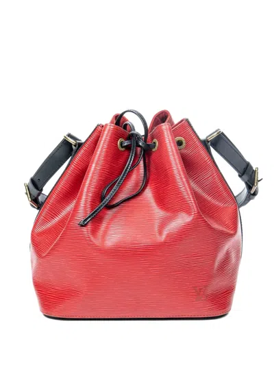 Pre-owned Louis Vuitton 1996 Noe Bicolor Pm Bucket Bag In Red
