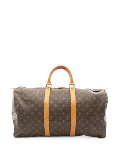 Pre-owned Louis Vuitton 1997 50 Keepall Monogram Holdall In Brown