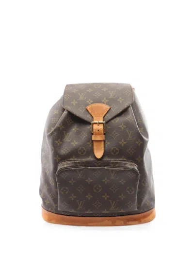 Pre-owned Louis Vuitton 1997 Gm Montsouris Monogram Backpack In Brown