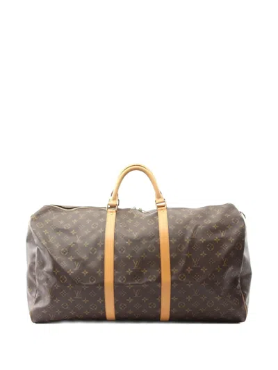 Pre-owned Louis Vuitton 1997 Keepall 60 Monogram Luggage Bag In Brown