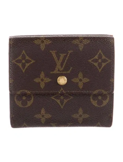 Pre-owned Louis Vuitton 1997 Lv Monogram Elise Wallet In Brown