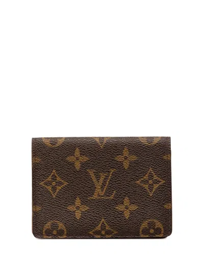 Pre-owned Louis Vuitton 1997 Monogram Business Card Holder In Brown