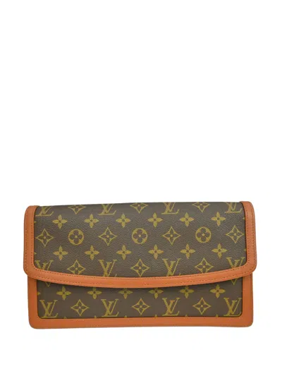Pre-owned Louis Vuitton 1997 Monogram Dame Gm Clutch Bag In Brown