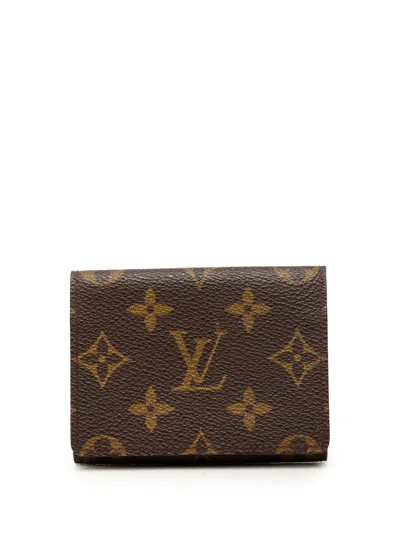 Pre-owned Louis Vuitton 1997 Monogram Envelope Business Card Holder In Brown