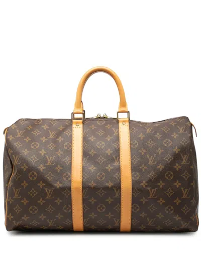 Pre-owned Louis Vuitton 1997 Monogram Keepall 45 Travel Bag In Brown
