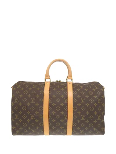 Pre-owned Louis Vuitton 1997 Monogram Keepall 45 Travel Bag In Brown