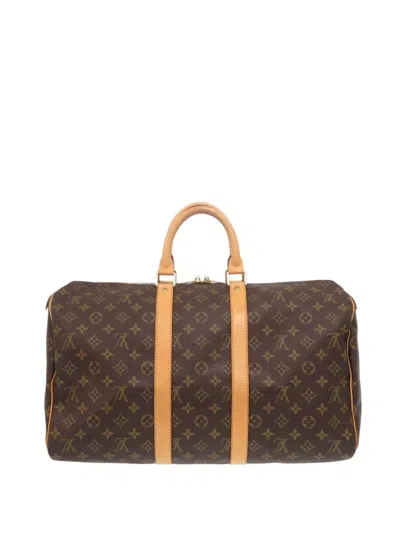 Pre-owned Louis Vuitton 1997 Monogram Keepall 45 Travel Bag In Brown