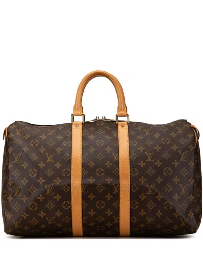 Pre-owned Louis Vuitton 1997 Monogram Keepall 45 Travel Bag In Brown