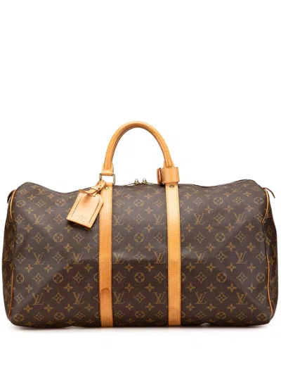 Pre-owned Louis Vuitton 1997 Monogram Keepall 50 Travel Bag In Brown