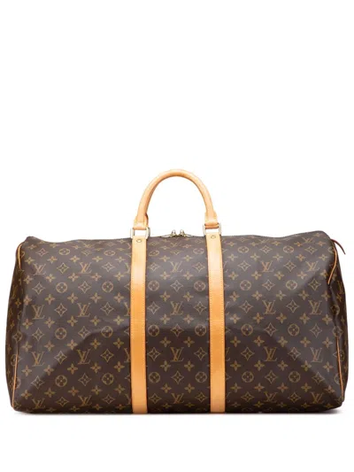 Pre-owned Louis Vuitton 1997 Monogram Keepall 55 Travel Bag In Brown