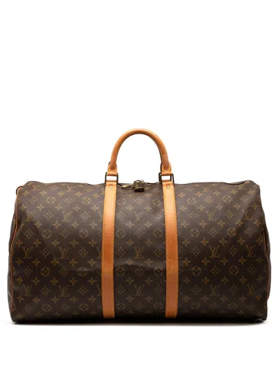 Pre-owned Louis Vuitton 1997 Monogram Keepall 55 Travel Bag In Brown