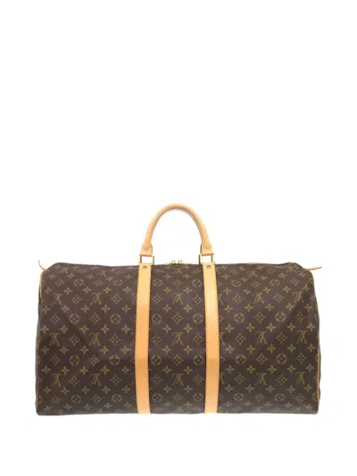 Pre-owned Louis Vuitton 1997 Monogram Keepall 55 Travel Bag In Brown