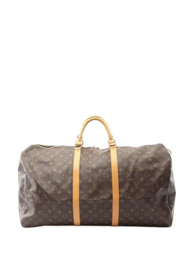 Pre-owned Louis Vuitton 1997 Monogram Keepall 60 Travel Bag In Brown