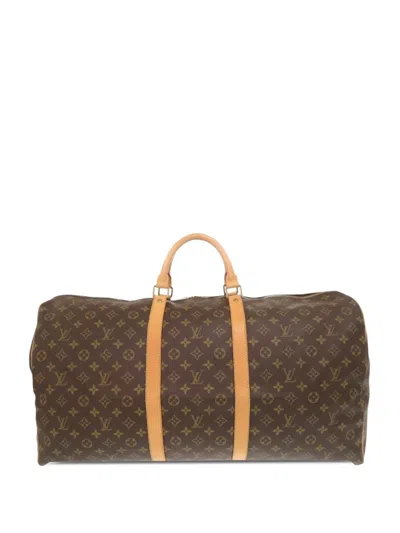 Pre-owned Louis Vuitton 1997 Monogram Keepall 60 Travel Bag In Brown