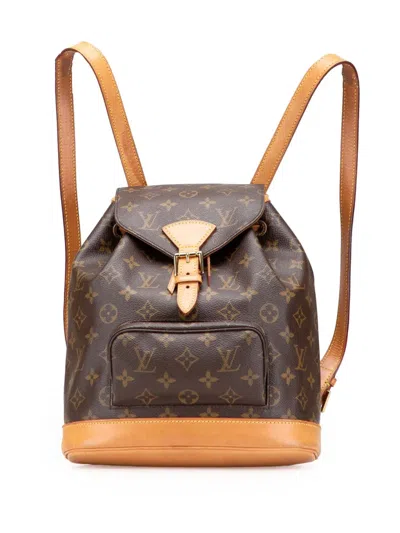 Pre-owned Louis Vuitton 1997 Monogram Montsouris Mm Backpack In Brown