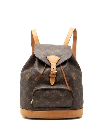 Pre-owned Louis Vuitton 1997 Monogram Montsouris Mm Backpack In Brown
