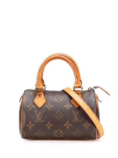 Pre-owned Louis Vuitton 1997 Monogram Nano Speedy Bandouliere Satchel In Brown