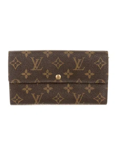 Pre-owned Louis Vuitton 1997 Monogram Pattern Wallet In Brown