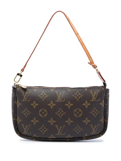 Pre-owned Louis Vuitton 1997 Monogram Pochette Accessoires Shoulder Bag In Brown