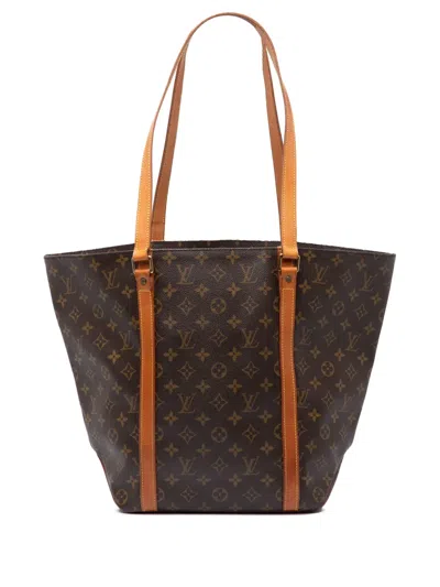 Pre-owned Louis Vuitton 1997 Monogram Sac Shopping Tote Bag In Brown