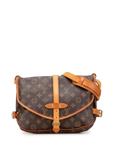Pre-owned Louis Vuitton 1997 Monogram Saumur 30 Crossbody Bag In Brown