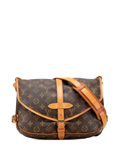 Pre-owned Louis Vuitton 1997 Monogram Saumur 30 Crossbody Bag In Brown