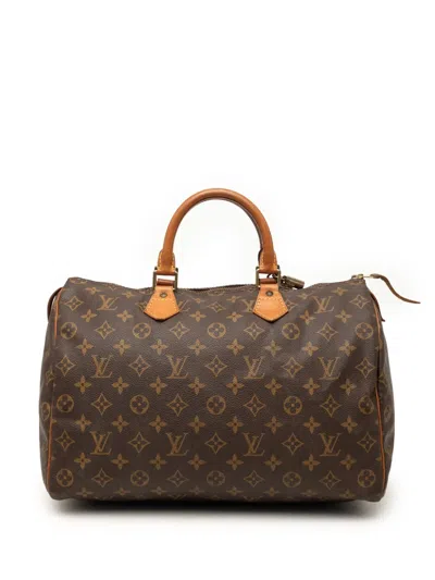 Pre-owned Louis Vuitton 1997 Monogram Speedy 35 Boston Bag In Brown