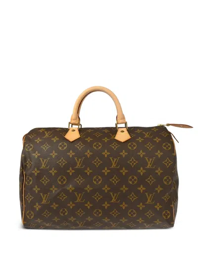 Pre-owned Louis Vuitton 1997 Monogram Speedy 35 Hand Bag In Brown