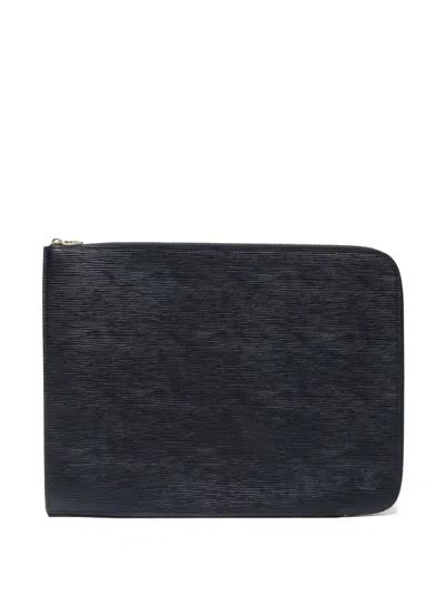 Pre-owned Louis Vuitton 1997 Poche Documents 38 Laptop Bag In Black