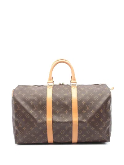 Pre-owned Louis Vuitton 1998 45 Keepall Monogram Boston Bag In Brown