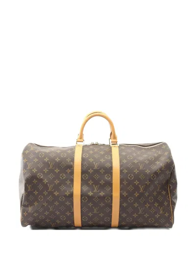 Pre-owned Louis Vuitton 1998 55 Keepall Monogram Boston Luggage In Brown