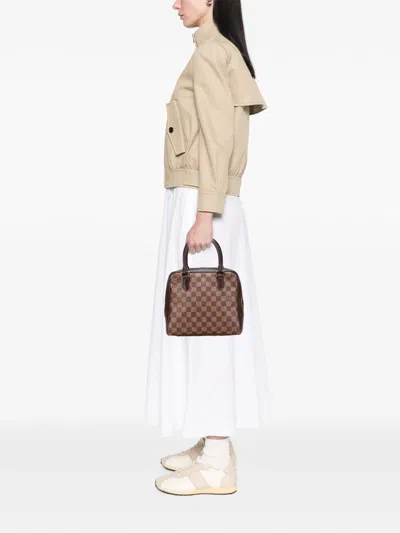 Pre-owned Louis Vuitton 1998 Damier Ebene Brera Handbag In Brown
