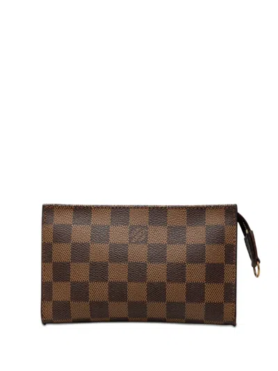 Pre-owned Louis Vuitton 1998 Damier Ebene Marais Pouch In Brown