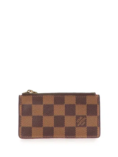 Pre-owned Louis Vuitton 1998 Damier Ebene Pochette Cles Coin Pouch In Brown