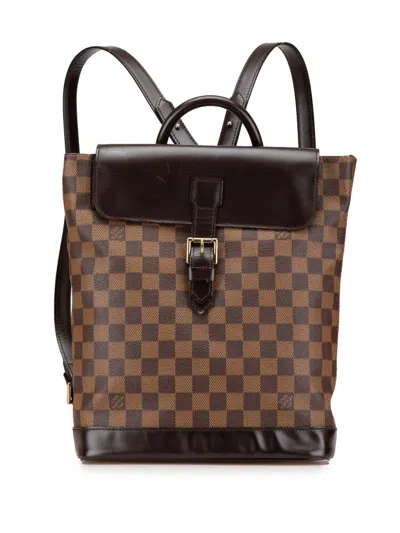 Pre-owned Louis Vuitton 1998 Damier Ebene Soho Backpack In Brown