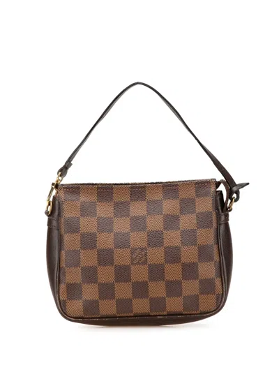 Pre-owned Louis Vuitton 1998 Damier Ebene Trousse Pochette Handbag In Brown