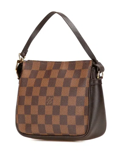 Pre-owned Louis Vuitton 1998 Damier Ebene Trousse Pochette Handbag In Brown