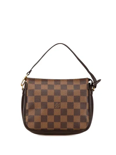 Pre-owned Louis Vuitton 1998 Damier Ebene Trousse Pochette Handbag In Brown