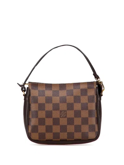 Pre-owned Louis Vuitton 1998 Damier Ebene Trousse Pochette Handbag In Brown