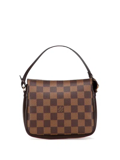 Pre-owned Louis Vuitton 1998 Damier Ebene Trousse Pochette Handbag In Brown