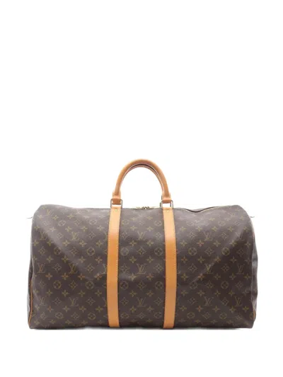 Pre-owned Louis Vuitton 1998 Keepall 55 Monogram Luggage Bag In Brown