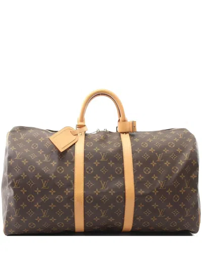 Pre-owned Louis Vuitton 1998 Keepall Bandoulière 55 Monogram Holdalls Bag In Brown