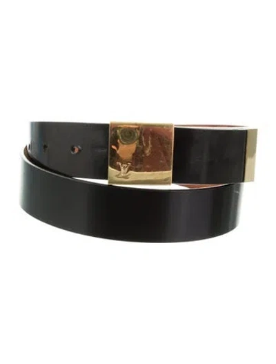 Pre-owned Louis Vuitton 1998 Leather Belt Kit In Black