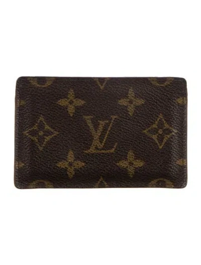 Pre-owned Louis Vuitton 1998 Lv Monogram Card Case In Brown