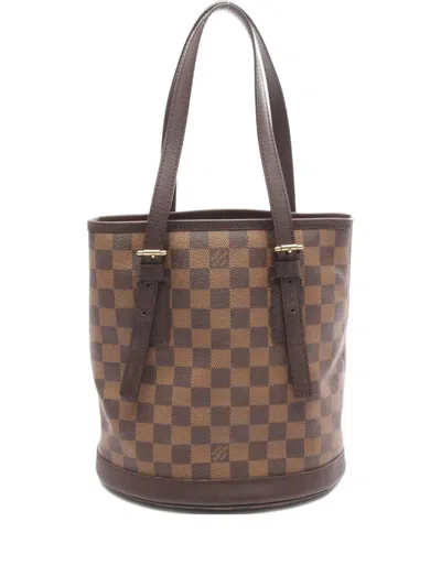 Pre-owned Louis Vuitton 1998 Male Damier Check Bucket Bag In Brown
