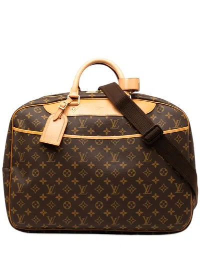 Pre-owned Louis Vuitton 1998 Monogram Alize 24 Heures Travel Bag In Brown