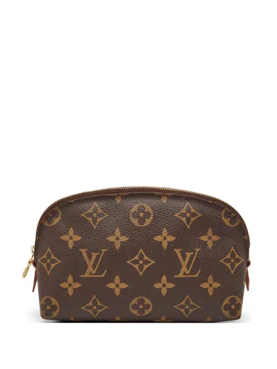 Pre-owned Louis Vuitton 1998 Monogram Canvas Cosmetic Pouch In Brown