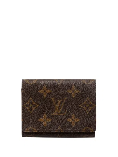 Pre-owned Louis Vuitton 1998 Monogram Envelope Business Card Holder In Brown
