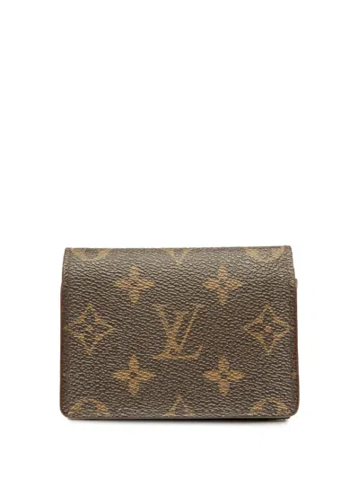 Pre-owned Louis Vuitton 1998 Monogram Enveloppe Carte De Visite Card Holder In Brown