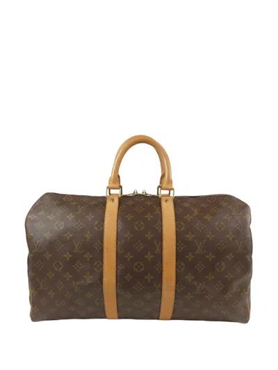 Pre-owned Louis Vuitton 1998 Monogram Keepall 45 Travel Bag In Brown